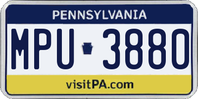 PA license plate MPU3880