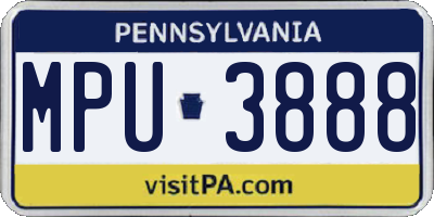 PA license plate MPU3888