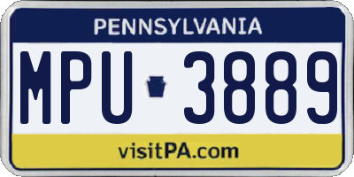 PA license plate MPU3889