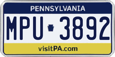 PA license plate MPU3892