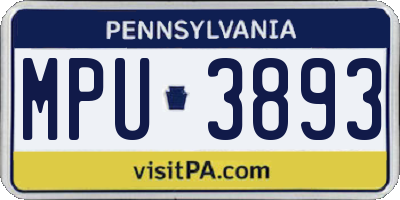 PA license plate MPU3893