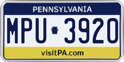 PA license plate MPU3920
