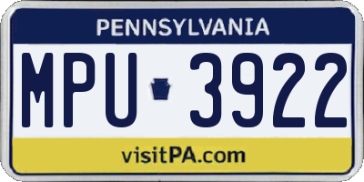 PA license plate MPU3922