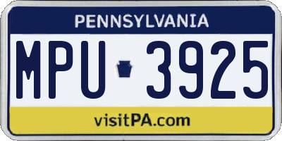PA license plate MPU3925