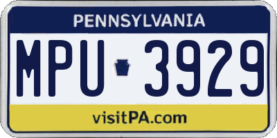PA license plate MPU3929