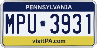 PA license plate MPU3931