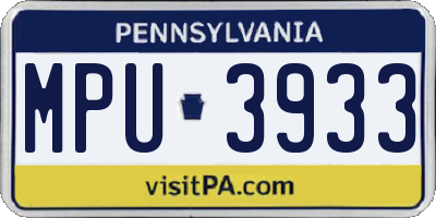 PA license plate MPU3933