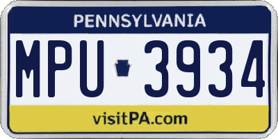 PA license plate MPU3934