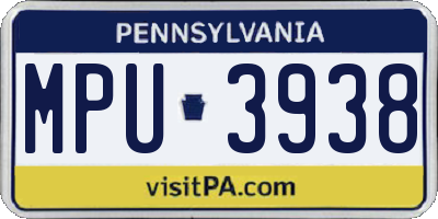PA license plate MPU3938