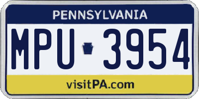 PA license plate MPU3954