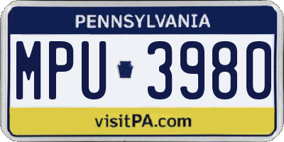 PA license plate MPU3980