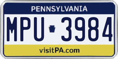 PA license plate MPU3984