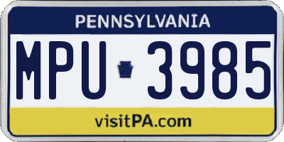 PA license plate MPU3985
