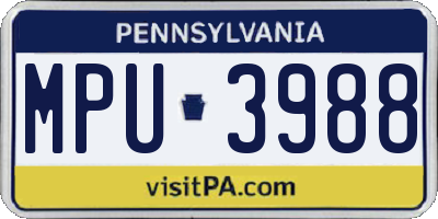 PA license plate MPU3988