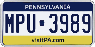 PA license plate MPU3989