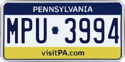 PA license plate MPU3994