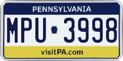 PA license plate MPU3998