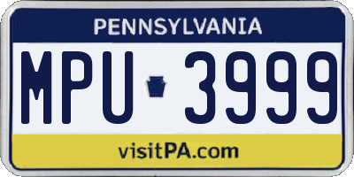 PA license plate MPU3999