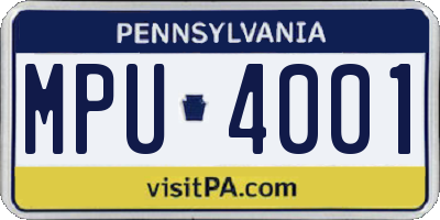 PA license plate MPU4001