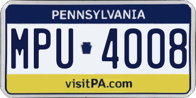 PA license plate MPU4008