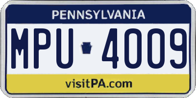 PA license plate MPU4009