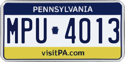 PA license plate MPU4013