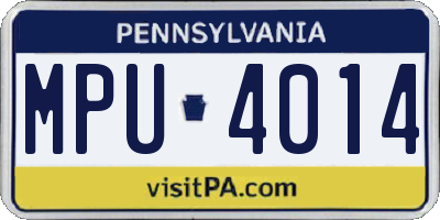 PA license plate MPU4014