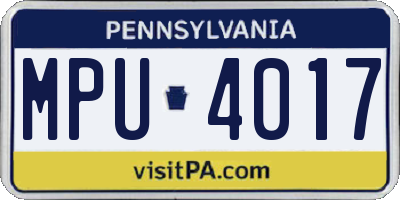 PA license plate MPU4017