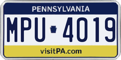 PA license plate MPU4019