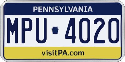 PA license plate MPU4020