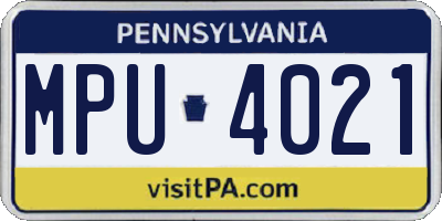 PA license plate MPU4021