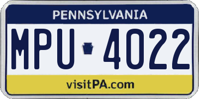 PA license plate MPU4022
