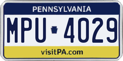 PA license plate MPU4029