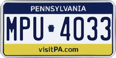 PA license plate MPU4033