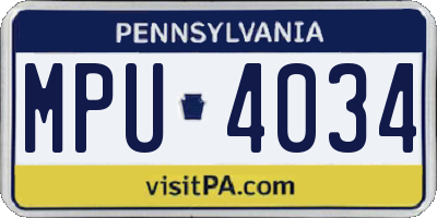 PA license plate MPU4034
