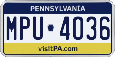 PA license plate MPU4036