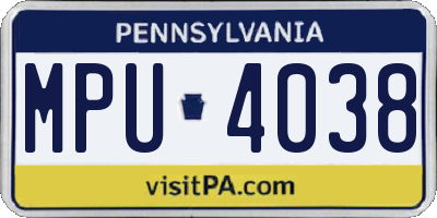 PA license plate MPU4038