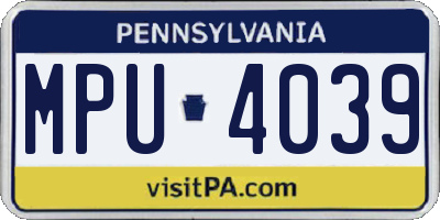 PA license plate MPU4039