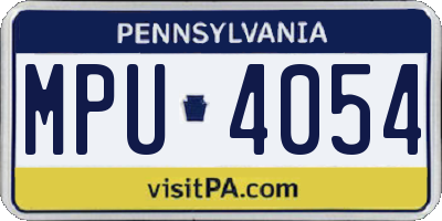 PA license plate MPU4054