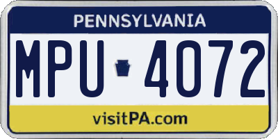 PA license plate MPU4072