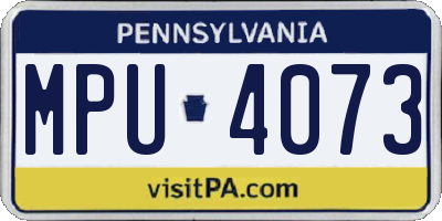 PA license plate MPU4073