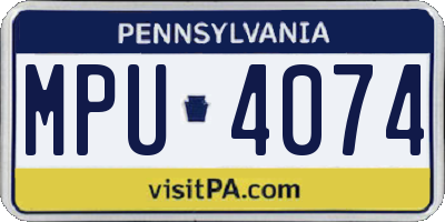 PA license plate MPU4074