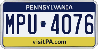 PA license plate MPU4076