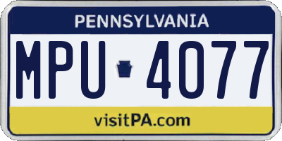 PA license plate MPU4077