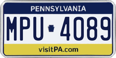 PA license plate MPU4089
