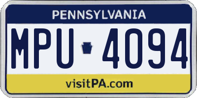 PA license plate MPU4094