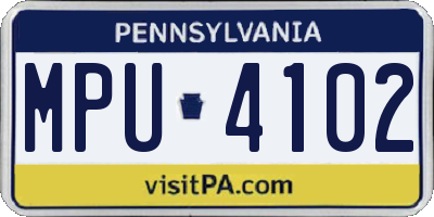 PA license plate MPU4102