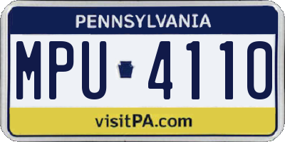 PA license plate MPU4110