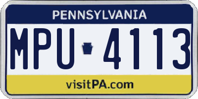 PA license plate MPU4113