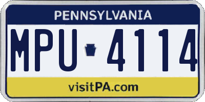 PA license plate MPU4114